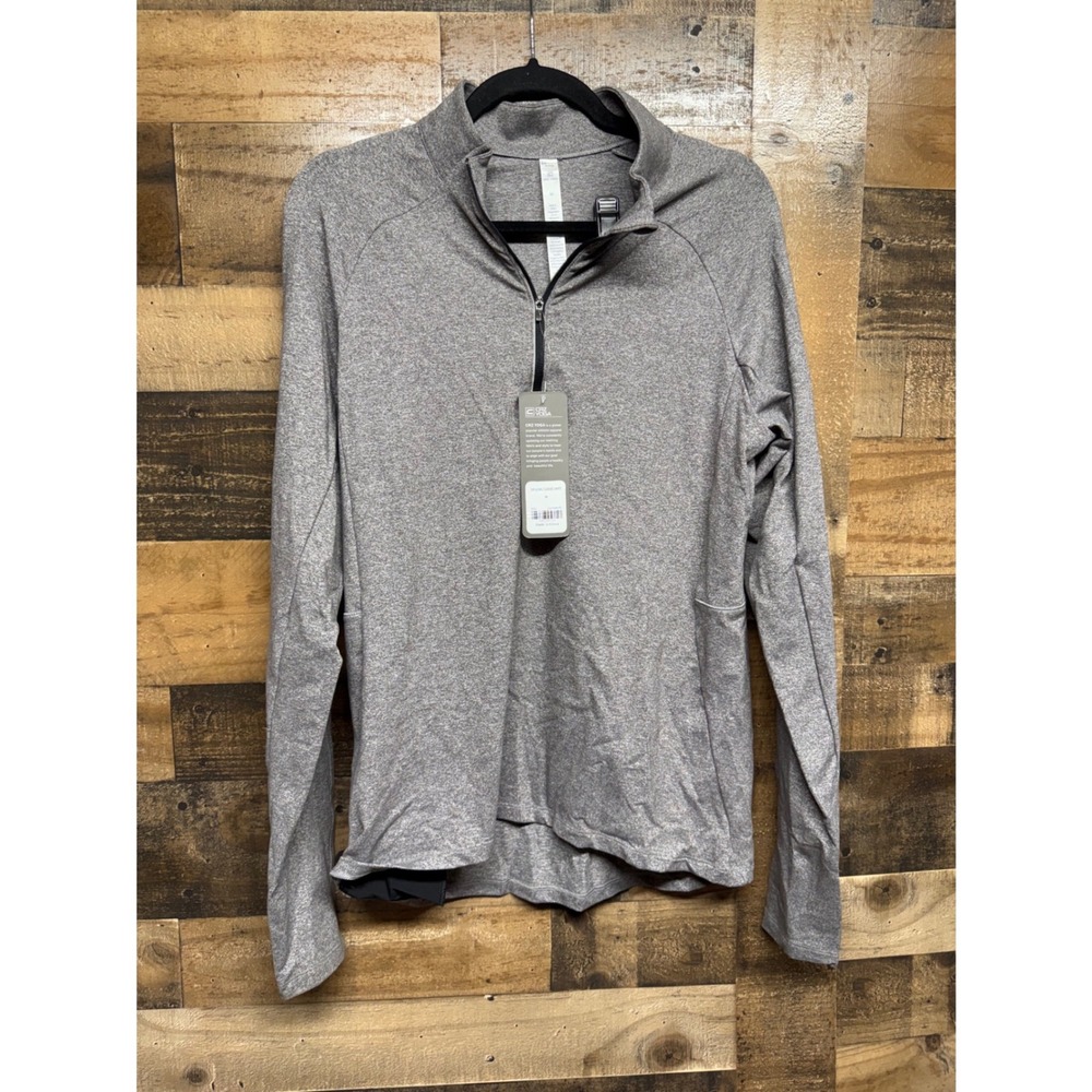 CRZ YOGA Womens Grey Heather‎ Quarter Zip Long Sleeve Athletic Shirt Size M NZ04